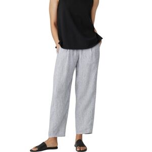 Eileen Fisher Striped Organic Linen Crinkle Lantern Pant Size Medium